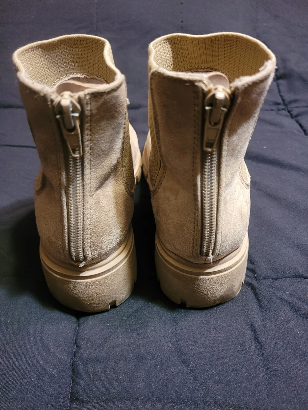 wonder nation Beige Suede Chelsea Boots with Rib Knit Ankle